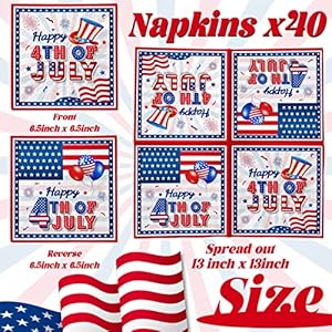 40 Pieces 4th of July Napkins, 3 Ply Patriotic Disposable Cocktail Napkins, American Flag Napkins Independence Day Hand Paper for Patriotic Party Supplies 40 Pieces 4th of July Napkins 3 Ply Patriotic Disposable Cocktail Napkins American Flag Napkins Independence Day Hand Paper for Patriotic Party Supplies