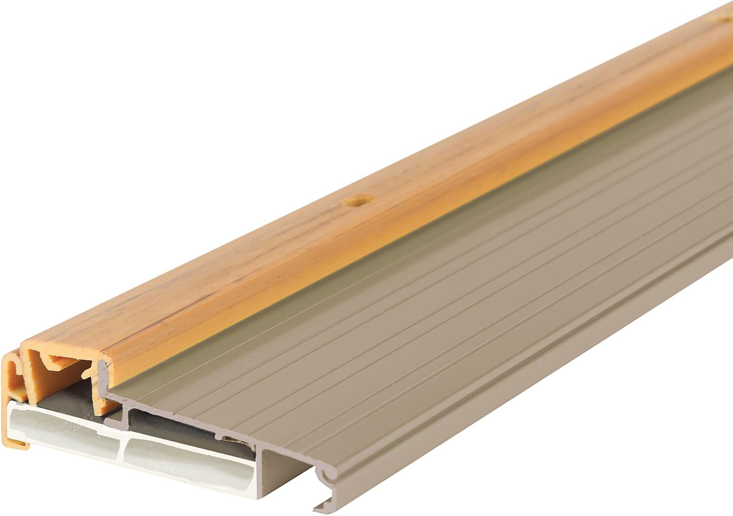 M-D Building Products 49008 4-9/16 in. x 1-3/8 in. x 36 in. Satin Nickel Adjustable Aluminum Thermal Break Threshold