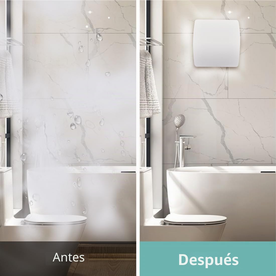 Extractor de Baño 100mm, Extractor de Baño Silencioso 34 dB, Extractor de Aire con Válvula Antirretorno, 95m³/h Flujo Aire IPX4, para Baño Cocina Garaje Oficina