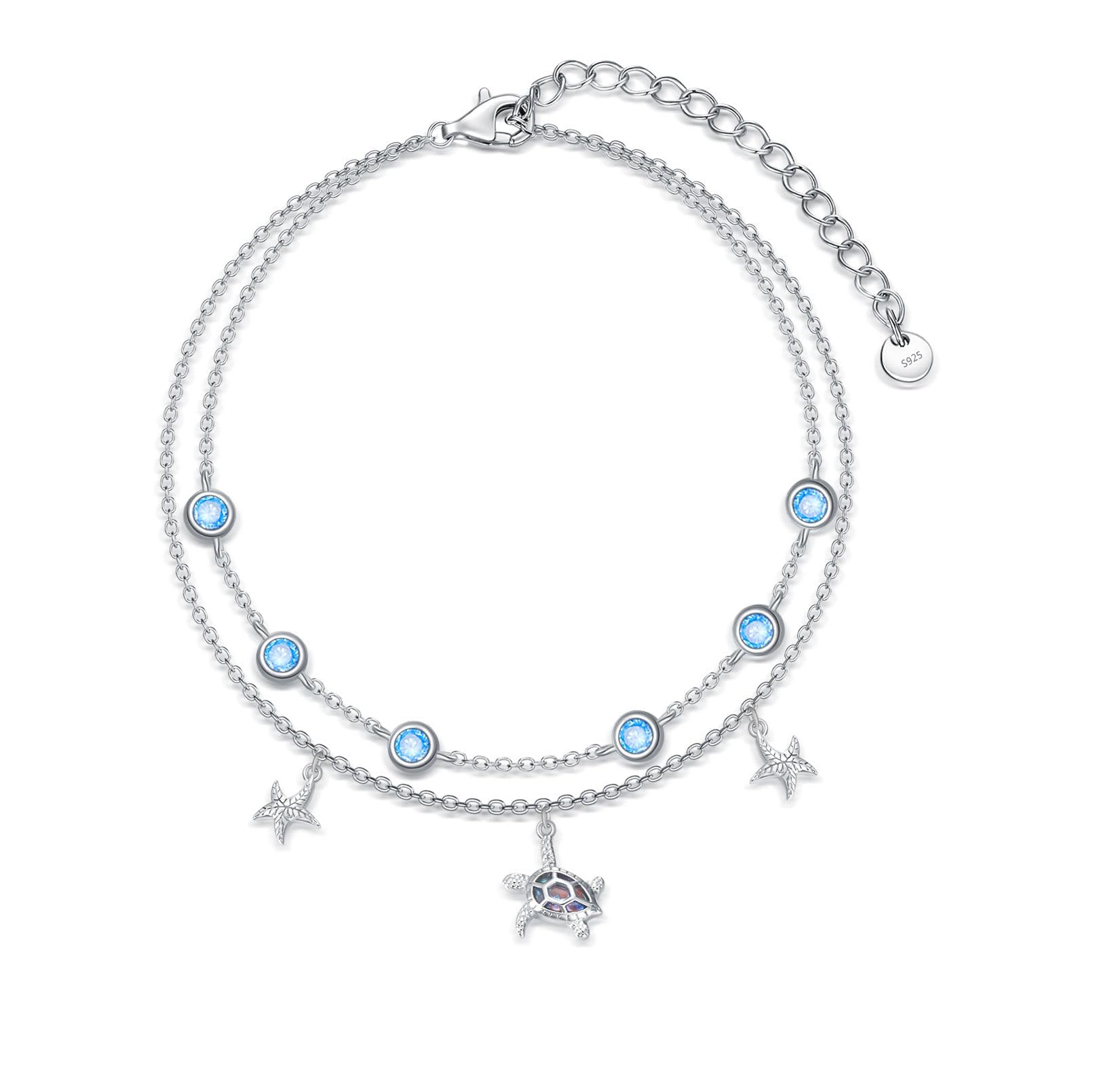 Dorunmo Anklet Bracelets For Women 925 Sterling Silver Birthstone/Infinity/Butterfly/Evil Eye/Turtle/Pineapple/Starfish/Heart Anklets Bracelets Jewelry Gifts for Women