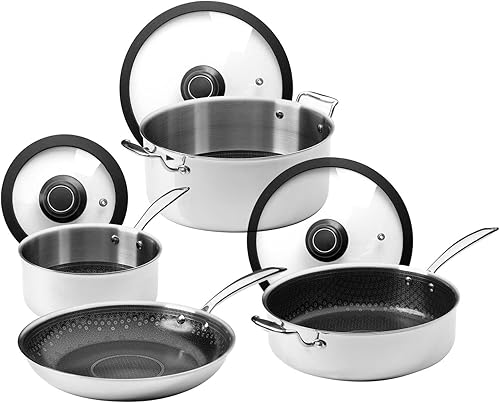 Miniatura 10 de Black Cube Hybrid Quick Release Cookware - Juego de 6 sartenes de 8, 11 y 12.5 pulgadas con tapas de vidrio templado, mango que se mantiene fresco,