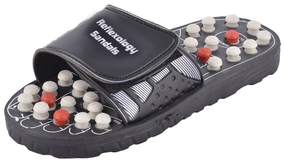 Machak Manual Massage Acupressure Massage Chappal Leg Foot Massagar (Free Size, Black) Machak Manual Massage Acupressure Massage Chappal Leg Foot Massagar (Free Size, Black)