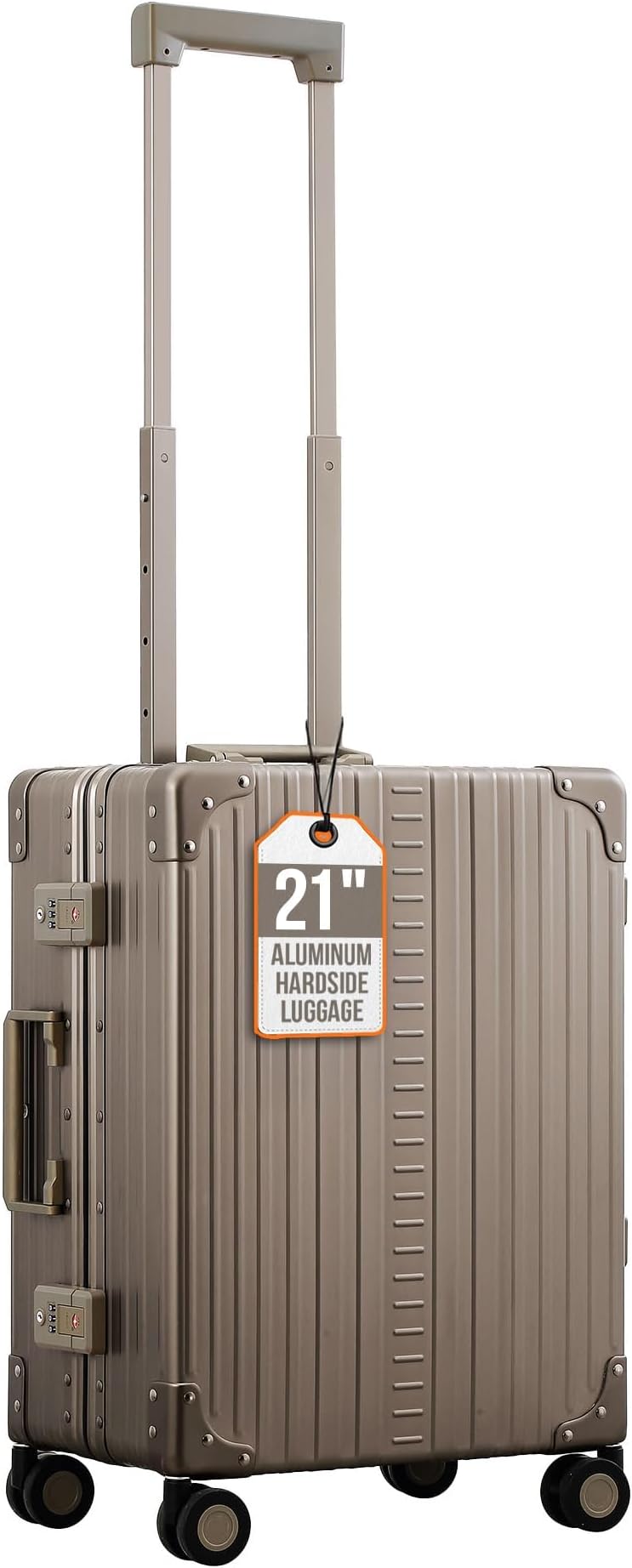 Lightweight Aluminum Carry-On Luggage - Hardside Carry-On Suitcase, TSA Approved, Hard Shell Suitcase for Travel, Airline Approved 21 Inch Hard Spinner Wheels Luggage, Bronze, One_Size, Classic