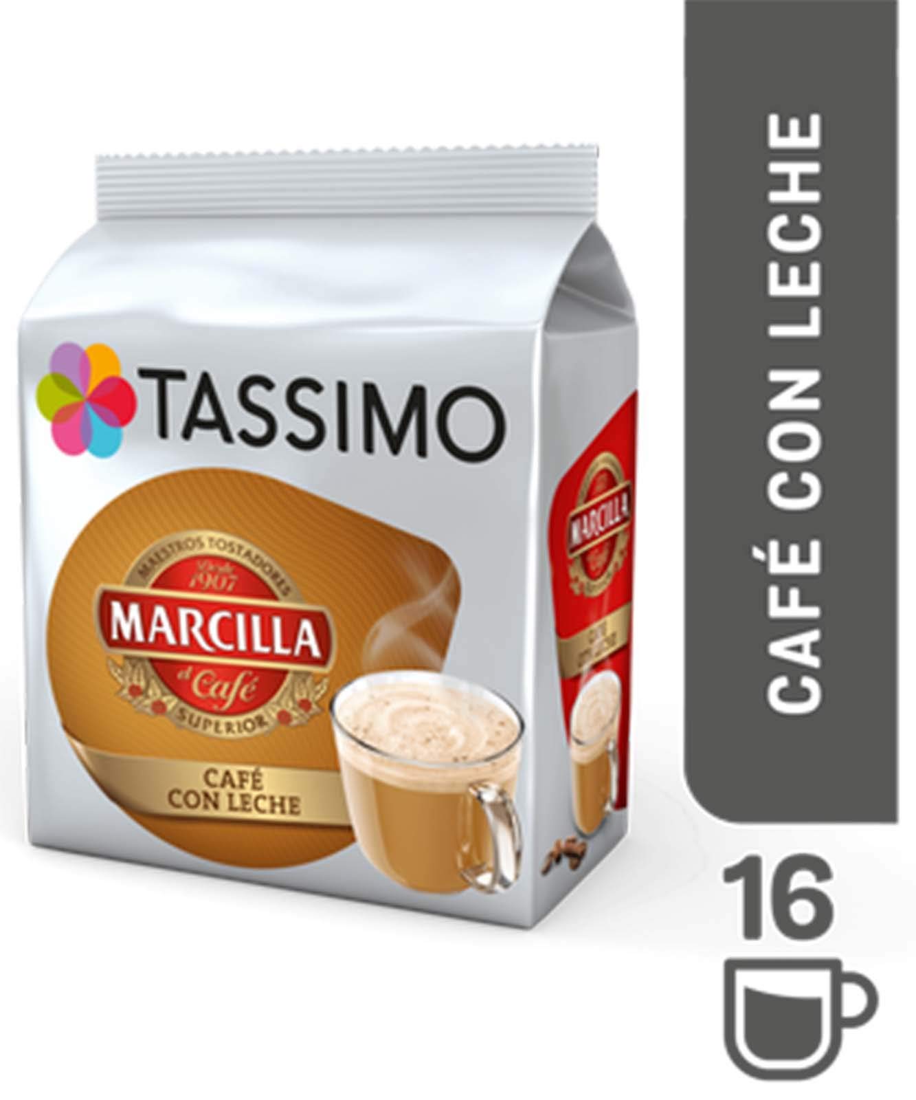 Tassimo Marcilla Cortado / Café Largo / Decaff Cápsulas de Café (Paquete de 6, 96 Bebidas)