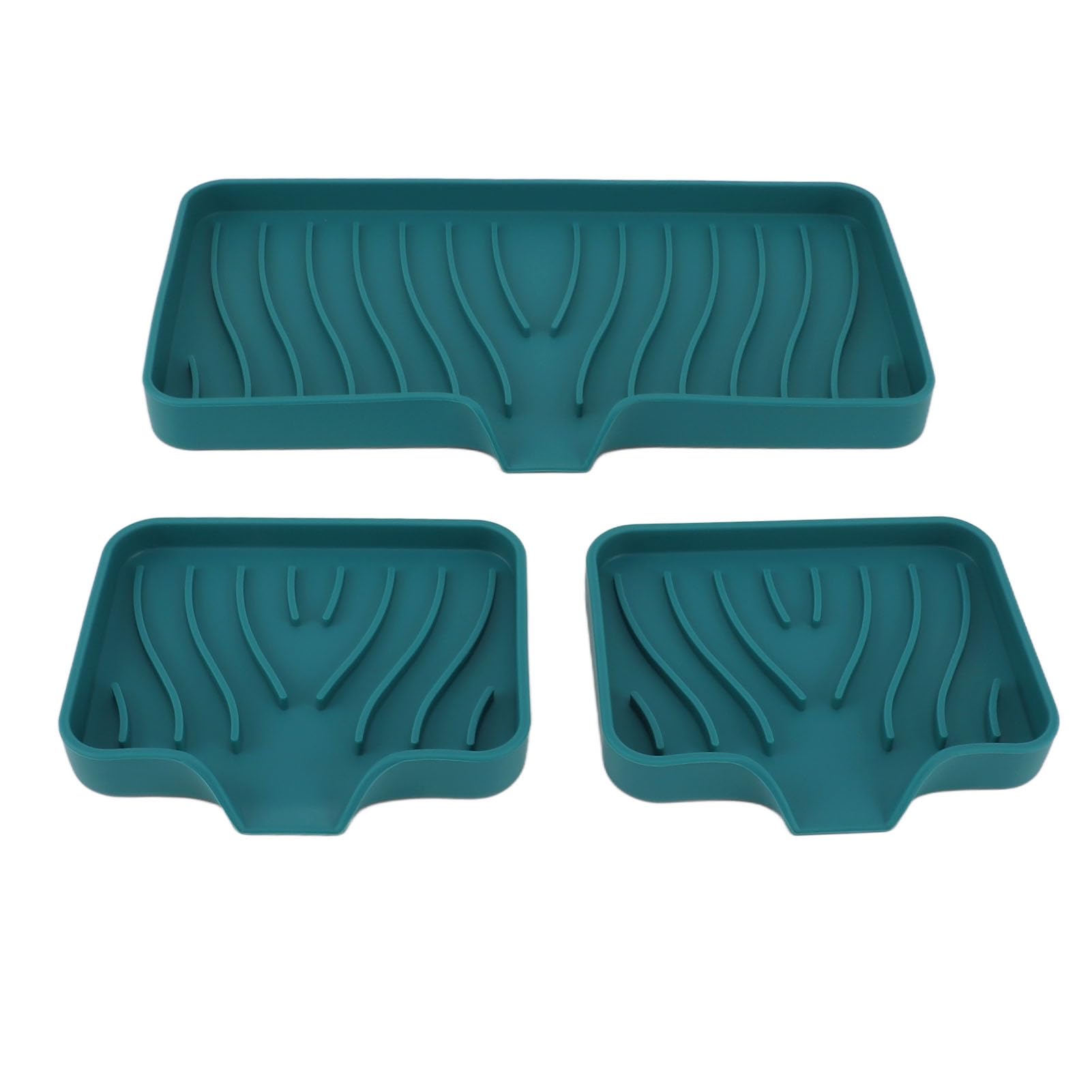 Hottptyer Kitchen Soap Tray Flexible Self Draining Sponge Holder for Countertop Bathroom Toilet (Green)