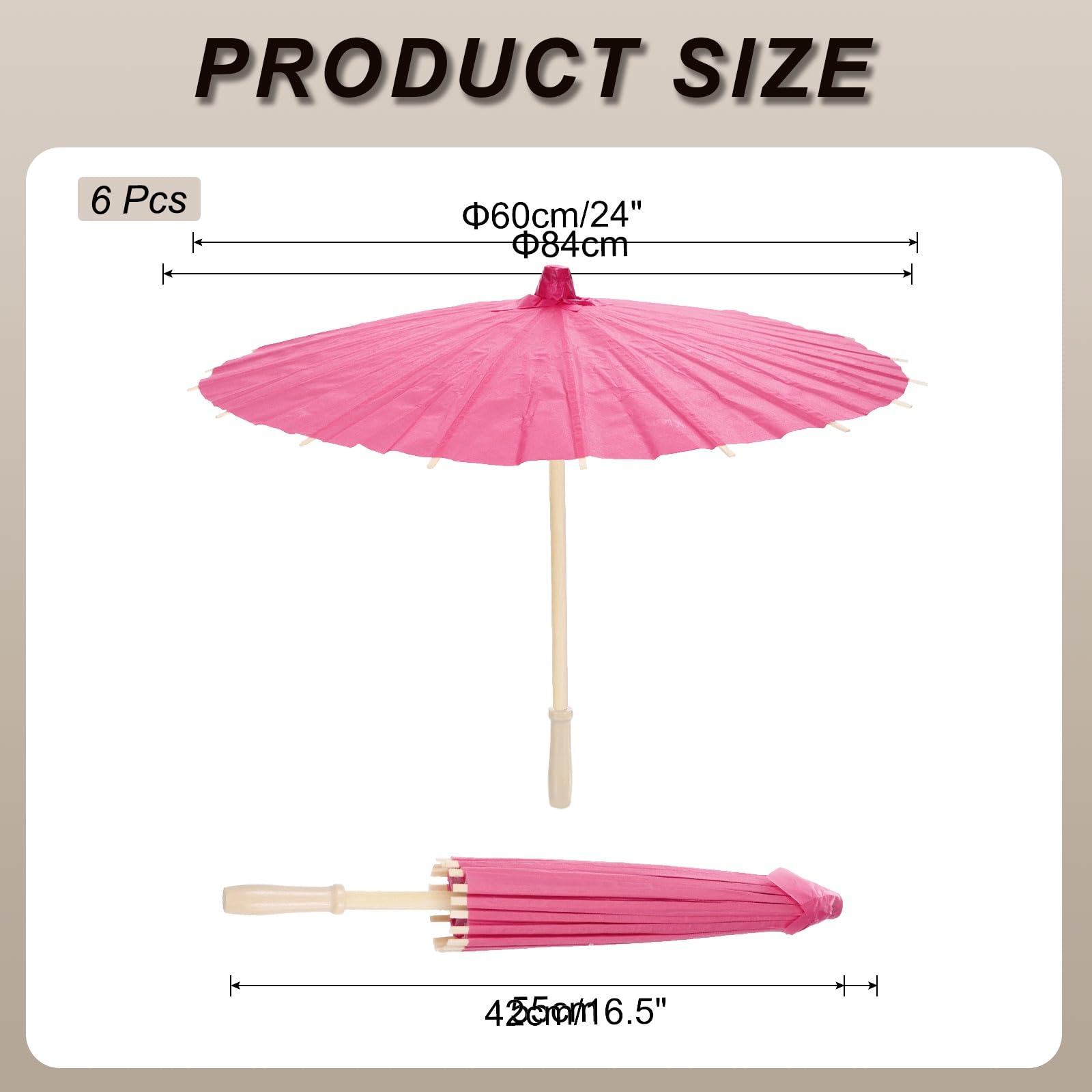 QUARKZMAN 6 Pezzi Ombrelli Di Carta 23.6" Ombrello Parasole Di Carta Fai Da Te Ombrelli Dipinti A Olio Per Fotografia Decorazioni Artigianali Matrimonio Feste Decorazione Rosso Rosa