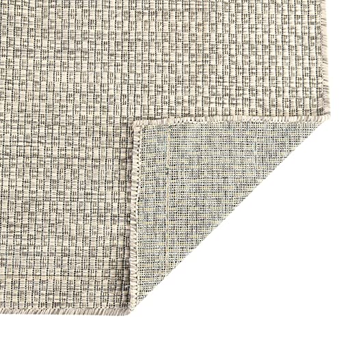 Unique Loom Collection Casual Transitional Solid Heathered Indoor/Outdoor Flatweave Area Rug, 6 Ft X 9 Ft, Light Gray/Ivory #TOP7