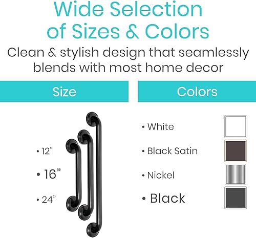 Miniatura 9 de Vive Barra de agarre para bañeras y duchas, barandilla de seguridad para baño para personas mayores, mango de pared para bañera, inodoro, baño