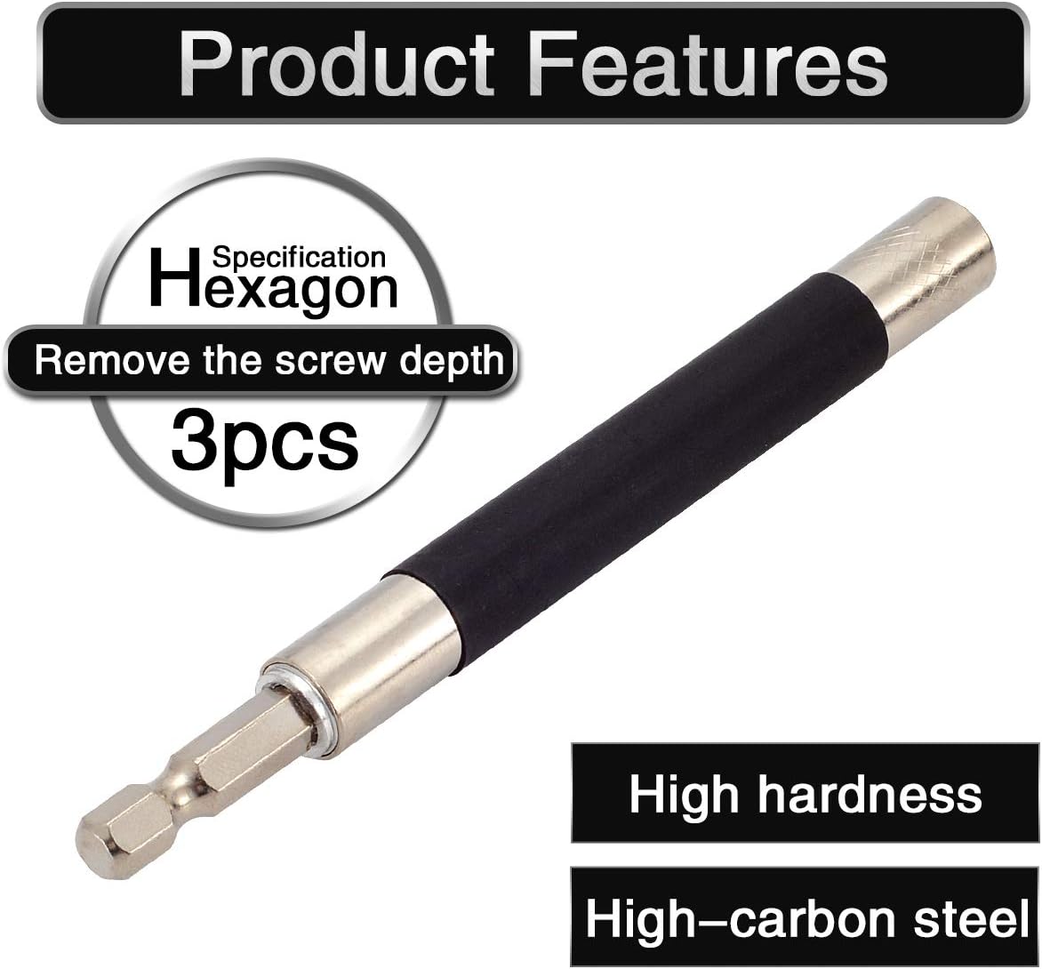 3pcs 80/120/140mm 1/4" Hex Shank Bit Holder Extension Quick Change Screwdriver Connection Rod Adapter Sleeve