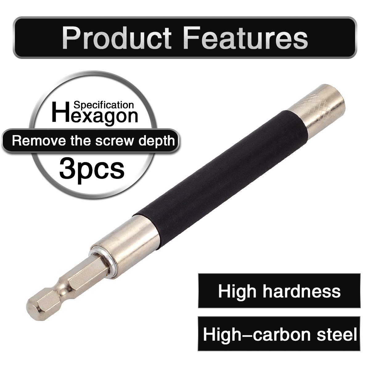 HOHXEN 3 Pcs 1/4 Inch Hex Shank Magnetic Bit Holder Extension Quick Change Screwdriver Connection Rod Adapter Sleeve for Screws Nuts - Image 3
