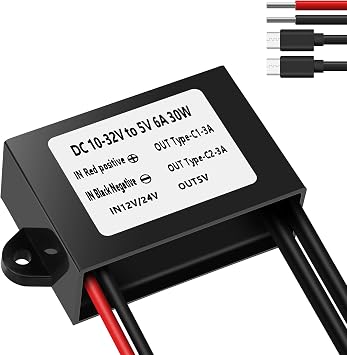 DC 12V/24V to 5V USB C Converter - DC-DC Step Down Converter Buck Module Power Adapter Compatible with Raspberry Pi 4, Cellphone, Car