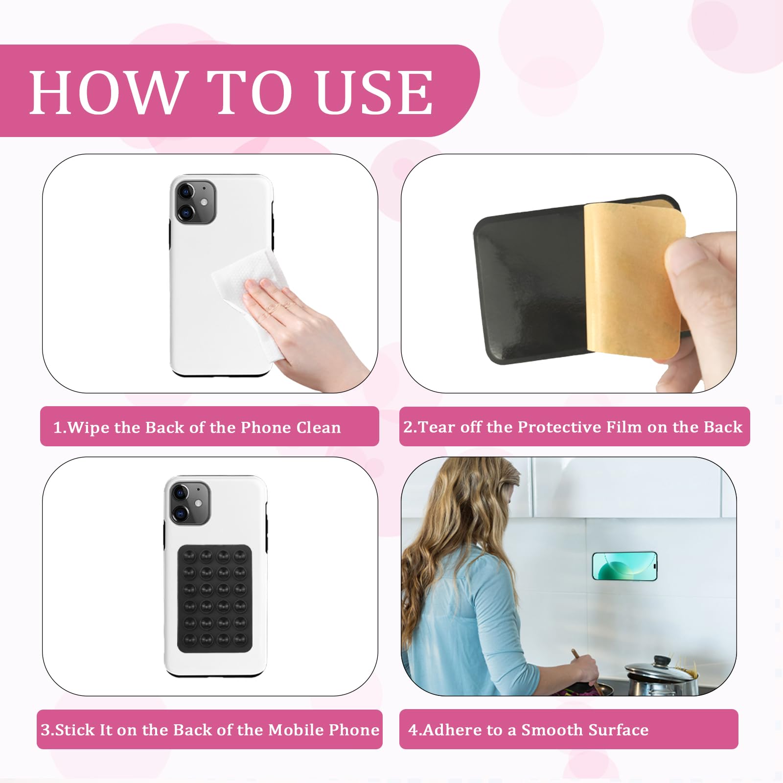 6 Ventosas De Silicona Para Móvil - Soporte Adhesivo Antideslizante Para Selfies En Espejo O Pared