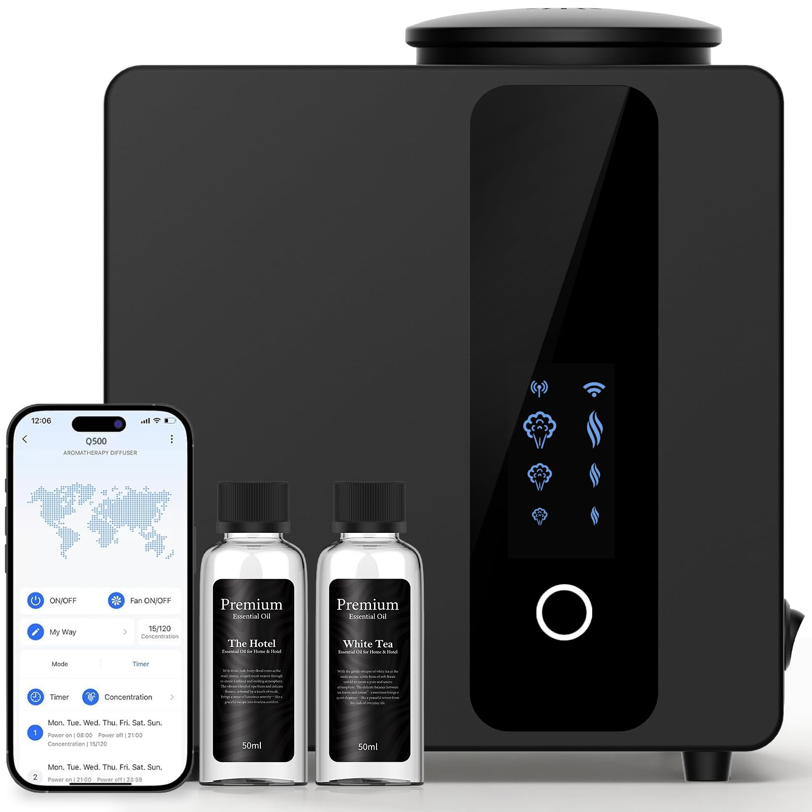 Photo 1 of 2026 Upgraded HVAC Scent Diffuser Machine Kit, Includes 2 Premium Oils, Wi-Fi Control, Cover 5000 Sq.Ft, Waterless Cold Air Aromatherapy Essential Oil Hotel Fragrance Diffuser for Large Room - Black
