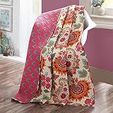 Unimall Colcha Acolchada para Cama 90, Funda de Cama de 150x 200cm, Cubrecama Suave y Cómoda de 100% Algodón con Estampado Floral Girasol de Lujo Reversible