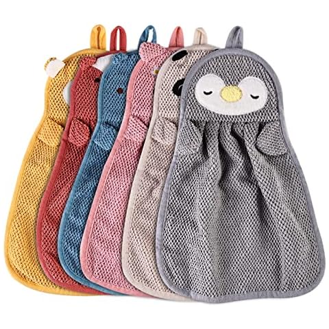 Vegena Handtücher für Kinder - 6 Stück Kinder Handtuch Tier Kinderhandtuch Set Mikrofaser Handtuch Set Cover