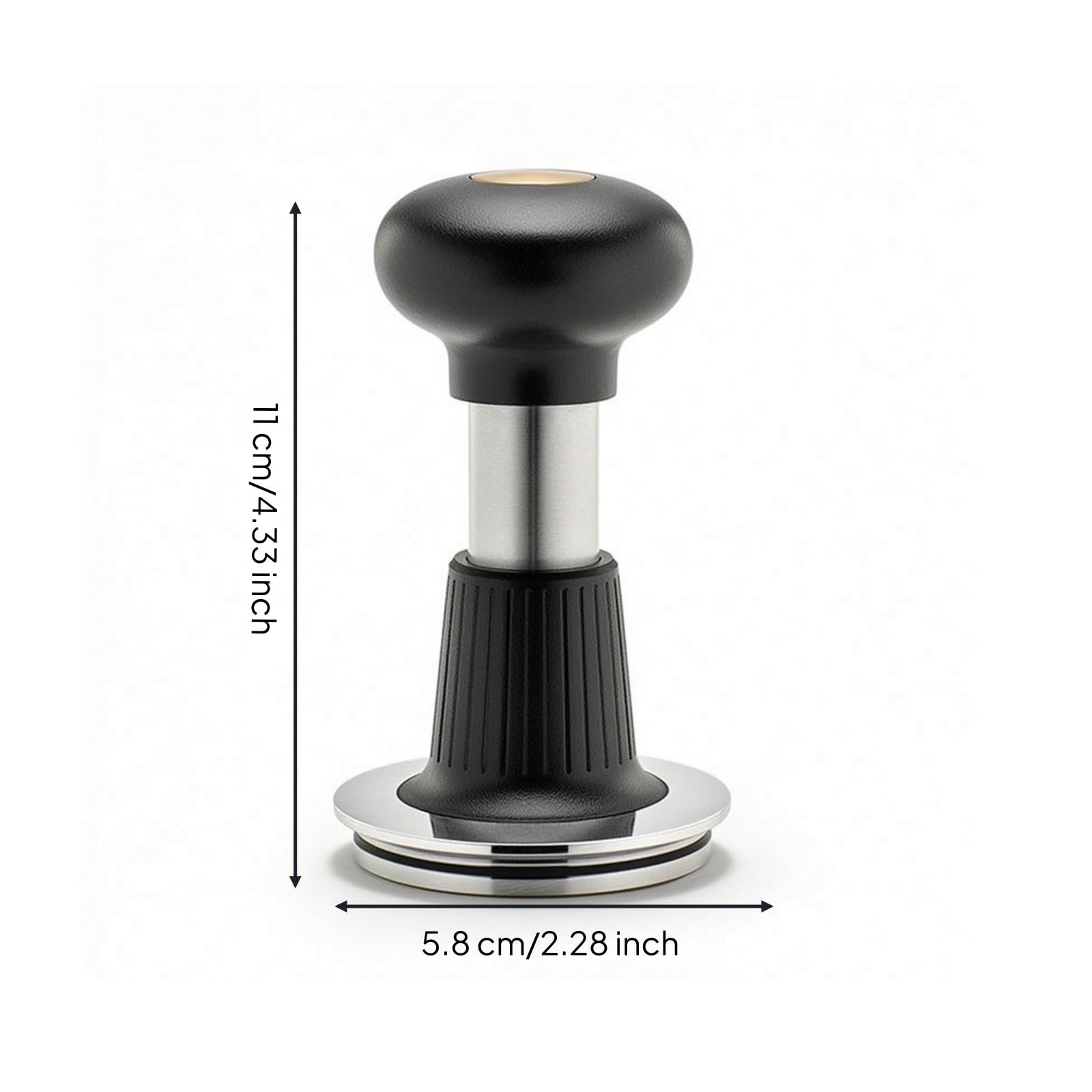 rockible dor Café con Base Estriada Negro dor Café Agarre Suave Apisonador para Cafetería, 58mm