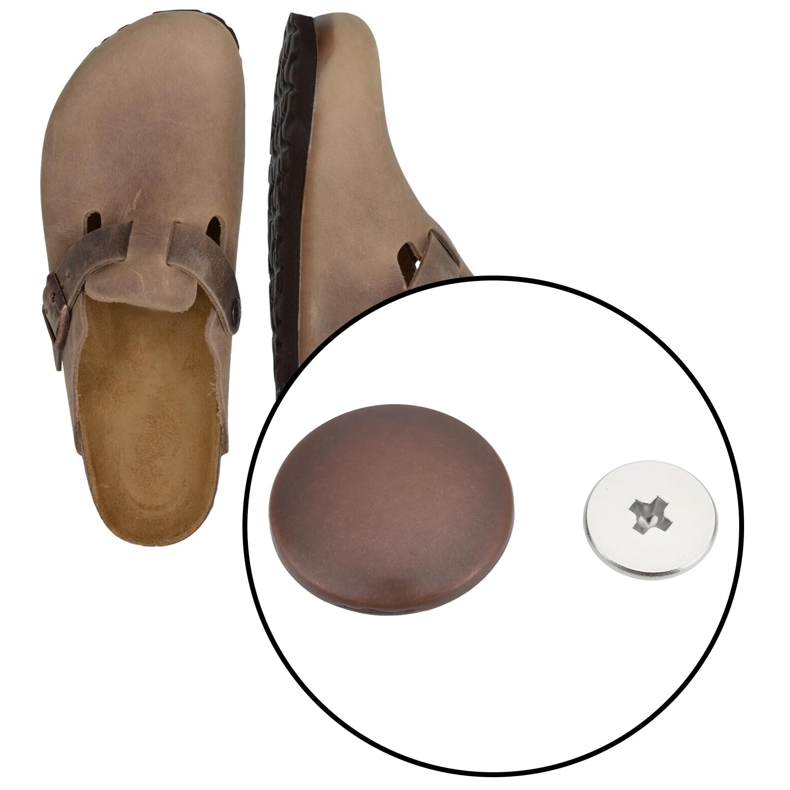 12 Remaches de 12,5 Mm Compatible con Birkenstock Compatible con Boston Zuecos para Plantillas de Gamuza Y Cuero.