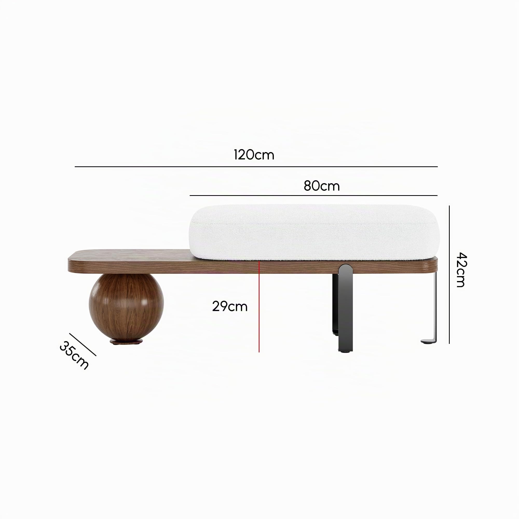 Homary Panca da ingresso, in legno, imbottita, con gambe astratte in metallo, design moderno, per camera da letto, soggiorno e corridoio, 119,9 x 35,1 x 41,9 cm (lunghezza x larghezza x altezza),
