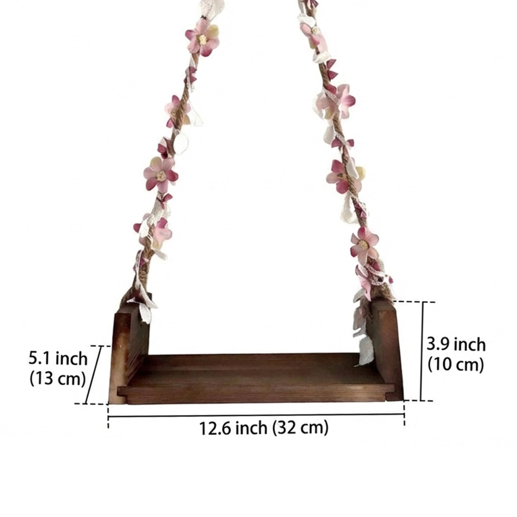 Altalena per neonato per foto, Altalena per neonato, Bambino in legno per fotografia - Sedile sospeso in macramè con corda floreale per accessori per foto, Sicuro e confortevole