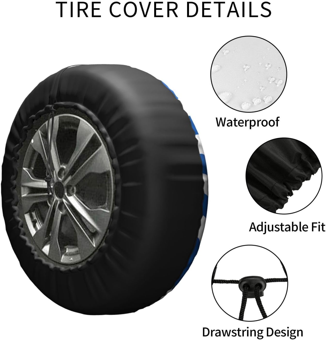 Greek Flag Print Tire Cover Universal Spare Wheel for Trailer Rv SUV Truck Camper Travel Accessories