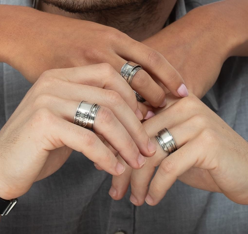 Religious Silver Ring for Men and Women, I Am Who I Am Bible Verse Ring Exodus 3:14, Unisex Silver Plated Open Adjustable Christian Prayer Jewelry, Handmade in Israel Gift by Hallel Jewelry