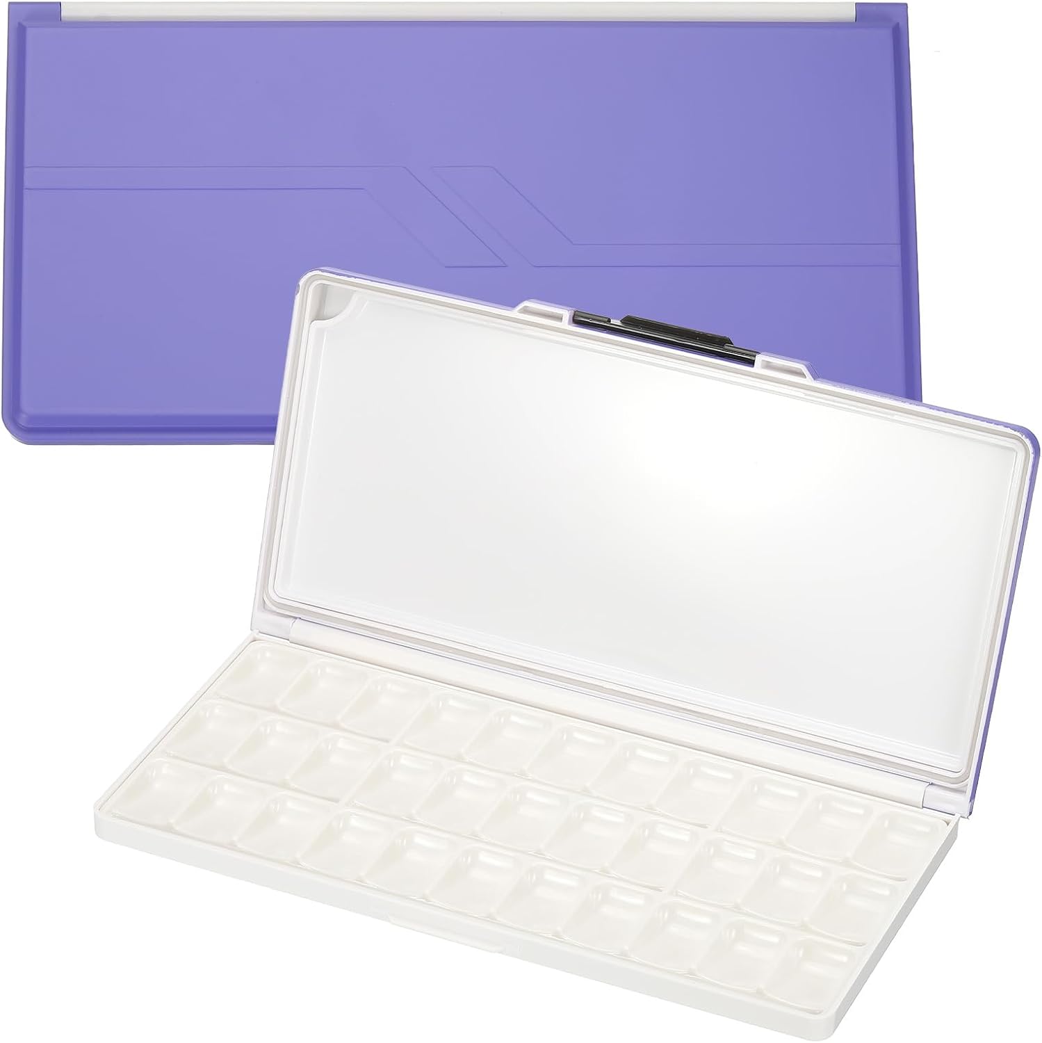 PATIKIL 33 Wells Paint Storage Box, Airtight Folding Detachable with Extra Area Painting Palette for Watercolor Gouache Acrylic Oil Paint, Purple