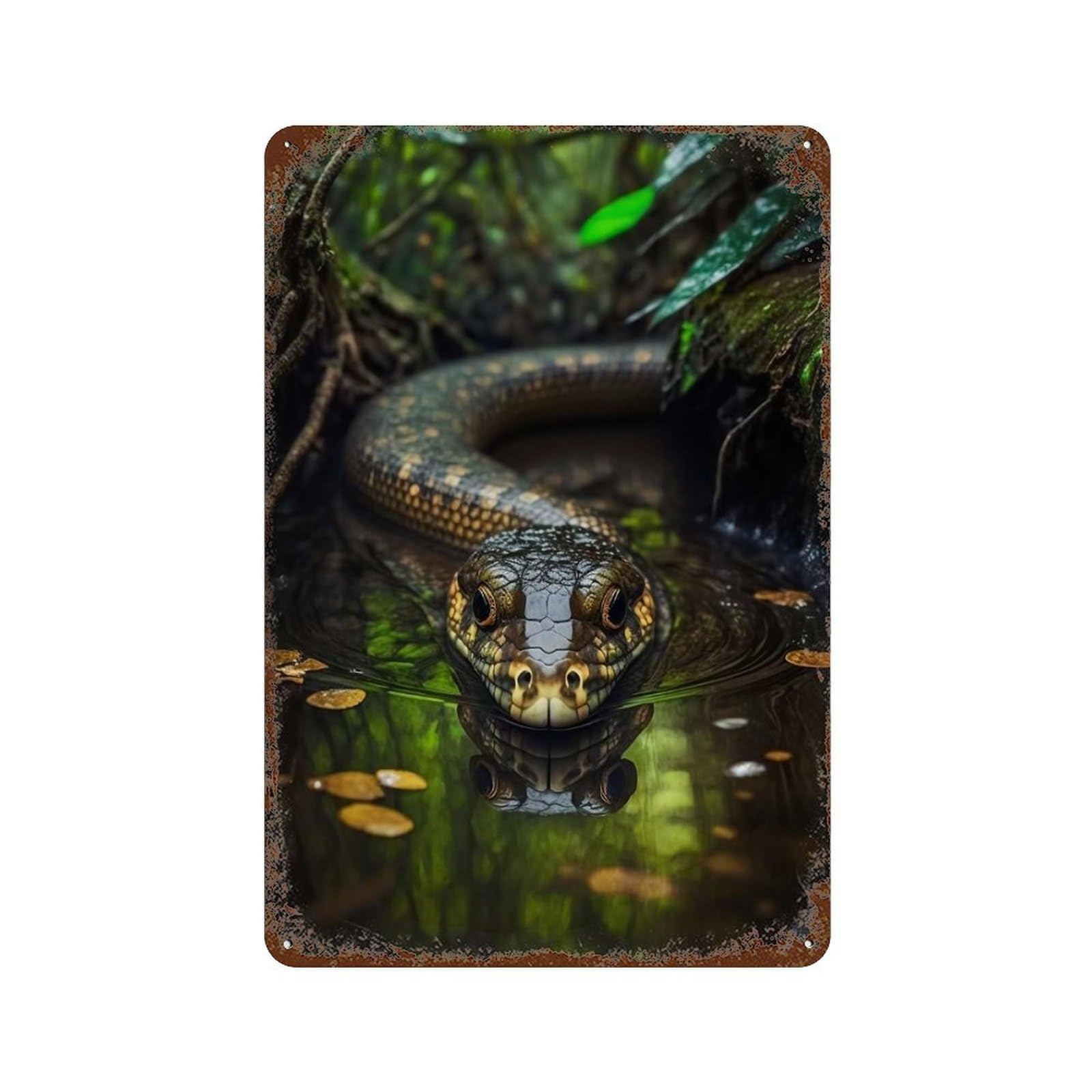 Decorative Tin Sign with Snake 2 Design 11.8"x7.9", for Farmhouse, Kitchen And Entryway Decor, Decorative Metal Wall Art