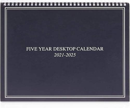 Stockroom Plus Calendario de 5 años 2021-2025 planificador mensual de escritorio, encuadernado en espiral y pestañas, 9 x 11 pulgadas, incluye