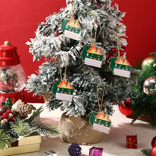 Vercraft 5 Pcs Dumpster Fire Metal Ornament Employee Appreciation Gifts Bulk Funny Thank You Gifts Everything\'s Fine Ornament Emotional Support for Team Coworker Staff Volunteers