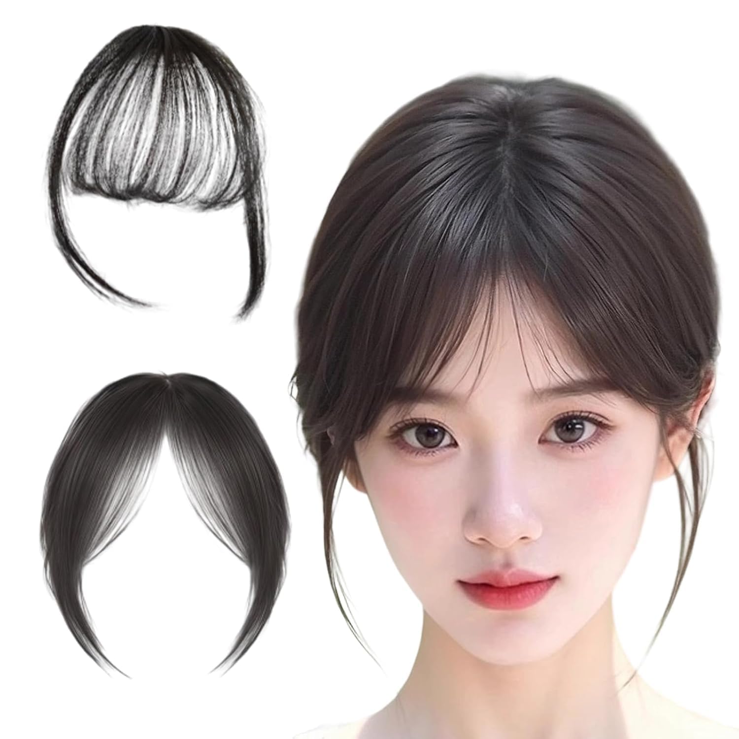 Clip On Bangs Hair Extensions for Women Front Hair Patch for Womens Black Fake Bangs for Daily Styling and Special Occasions Human Hair Extension for Women & Girls