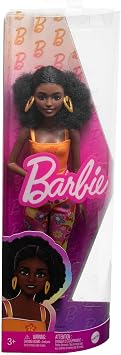 Barbie Fashionistas Doll #198, Petite with Curly Black Hair, Retro Floral Clothes & Accessories Including Platform Sandals & Earrings