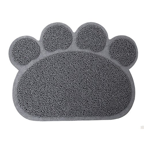 homeyuser PVC-Matte für Katzen und Hunde, rutschfest, für Futternapf, Wassernapf, Futternapf für Katzen und Hunde (grau) Cover