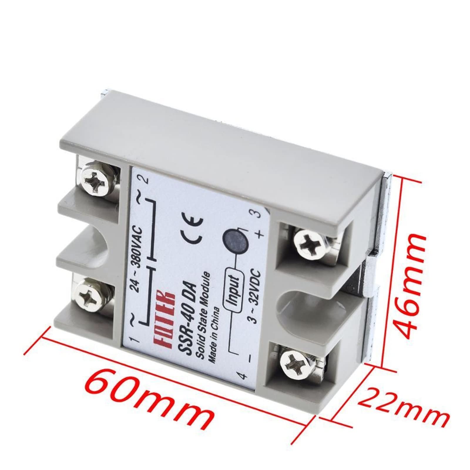 Halbleiterrelais SSR-10DA SSR-25DA SSR-40DA SSR-50DA 10A 25A 40A 50A Eigentlich 3-32V DC bis 24-380V AC SSR 10DA 25DA 40DA 50DA Ersatzteile (Size : SSR-50DA)