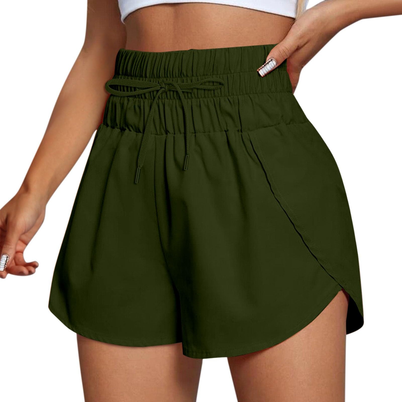 Pantaloncini Da Corsa E Palestra Per Donna, In Vita Elastica Con Coulisse, High Stretch, Adatti Per Fitness, Jogging E Attività Outdoor