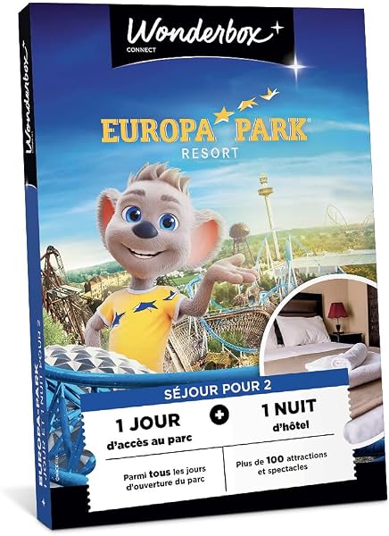 Wonderbox Connect - Coffret Cadeau - Europa Park Séjour - 2 entrées pour 1 jour d'accès au parc - 1 nuit d'hôtel à proximité pour 2 - Parc à thème - Validité 27 mois - 1