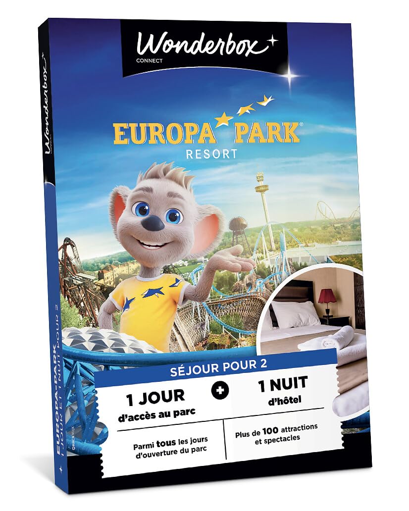 Wonderbox Connect - Coffret Cadeau - Europa Park Séjour - 2 entrées pour 1 jour d'accès au parc - 1 nuit d'hôtel à proximité pour 2 - Parc à thème - Validité 27 mois