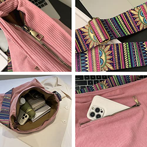 Image of JARKJARD Women Corduroy Tote Bag Large Shoulder Hobo Bag for Women Boho Casual Handbag Purse