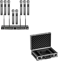 Vista 1 de Phenyx Pro Juego de micrófono inalámbrico de metal de 8 canales PTU-4200-8H con estuche de transporte PCSE-M