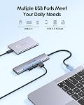 LENTION 6-in-1 USB C 3.0 Le centre, 4K HDMI, 100W PD, 4-Port USB Un transfert de données USB 3.0 hub Idéal pour le travail & Étude, conducteur stable 3.0 Certifié, compatible avec macOS, iOS/iPadOS, Windows & ChromeOS