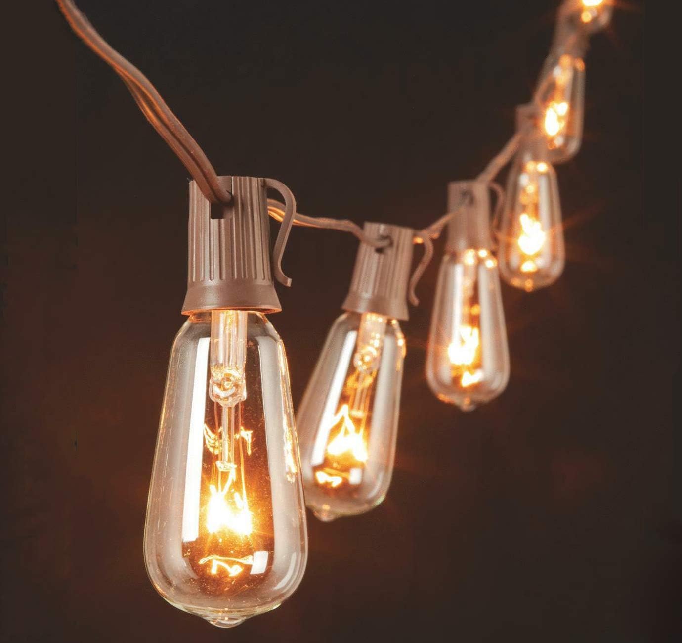 Couah ‎10 Pack Edison Light Bulbs Replacement, 7-Watt C9/E17 Intermediate Screw Base ST40 Clear Glass Light Bulbs, ST40 Vintage Replacement Light Bulbs for Indoor Outdoor Patio String Lights