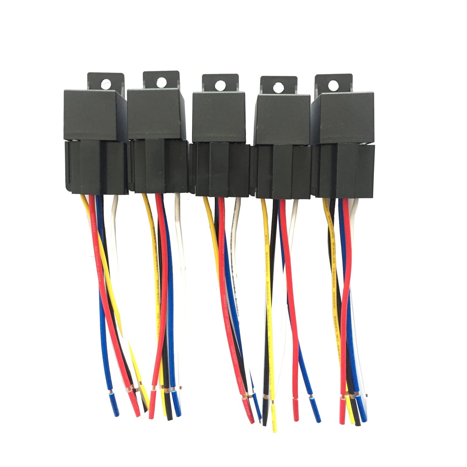 AQHYEBNSR Waterproof Automotive Relay 12V 24V 4pin 5pin 4P 5P 40A Car with Black Red Copper Terminal Auto with Socket