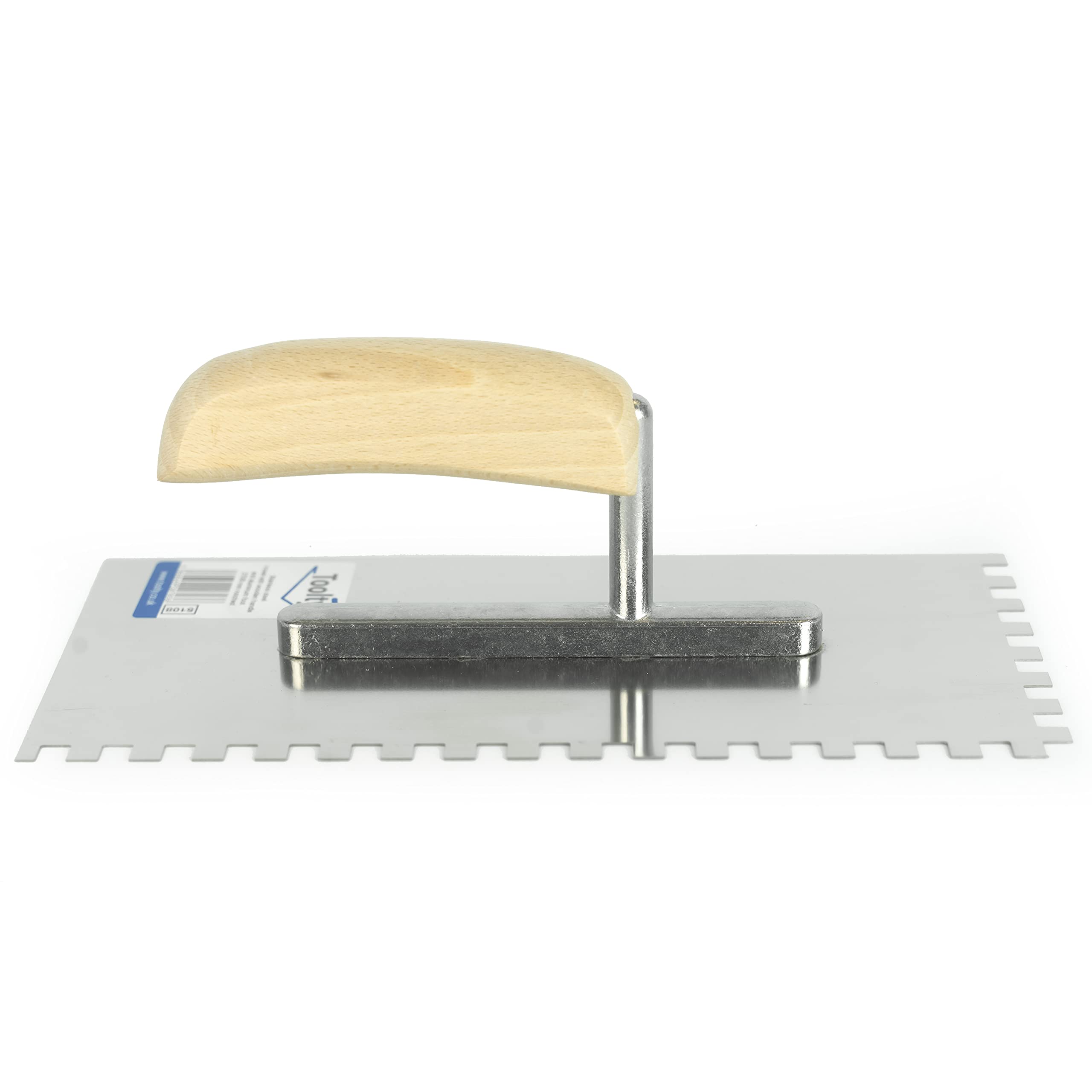 Ianpav Silver,Beige Stainless Steel Square Notched Trowel (8X8mm), 270Mm, Wooden Handle, Tile, Tiling, Adhesive, Diy
