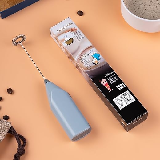 Milk Boss Electric Milk Frother Handheld, Frother for Coffee Drink Mixer Matcha Whisk, Foam Maker for Frappe, Hot Chocolate, Cappuccino, Lattes - Battery Operated (Not Included) (Multi), Gray