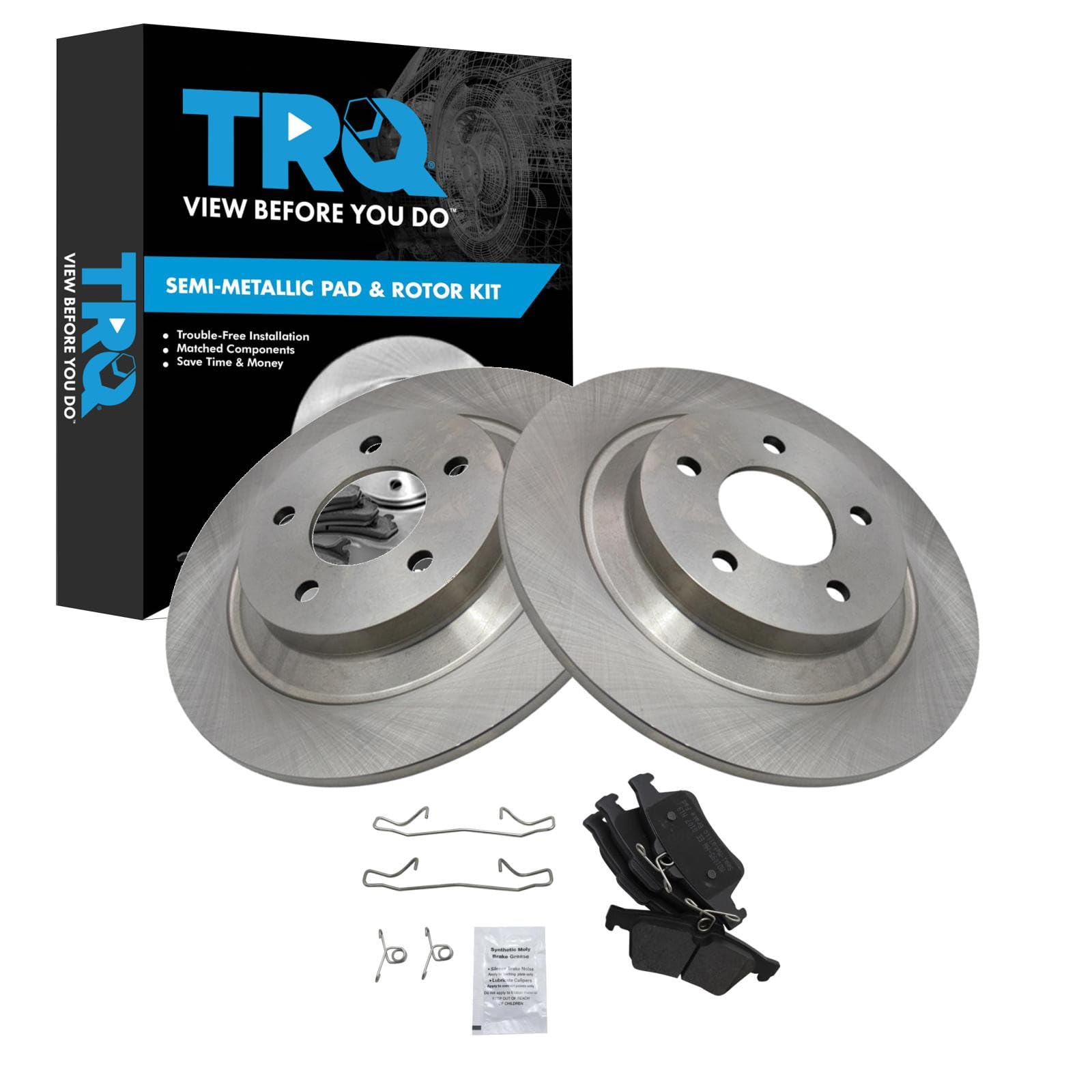 TRQ Rear Brake Pad and Rotor Set Semi Metallic Rotors