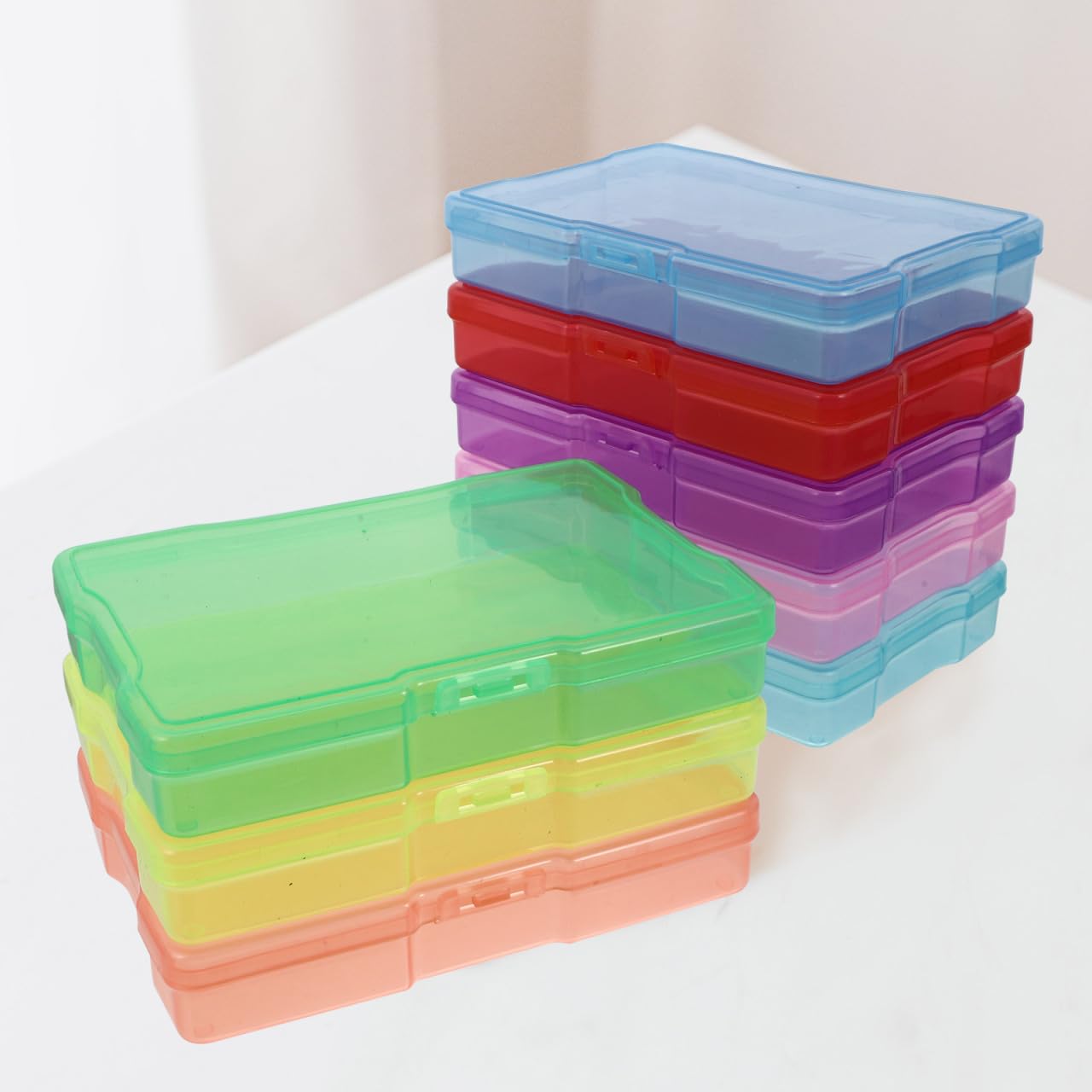 HOMSFOU Lot De 8 BoîTes De Rangement En Plastique Pour Photos 10X15 Cm Organiseur Pour Cartes Postales Et Photos Avec Couleurs Assorties Pour Usage Domestique(Couleur aléatoire)