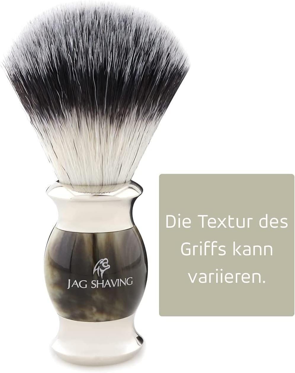 Jag Shaving Rasierset – 3-teiliges Rasierset – Jag's Lee Range – Synthetischer Silberspitzenhaar-Rasierpinsel – 5 Rasierklingen-Sicherheitsrasierer – Rasierständer – Grüne Hornimitation