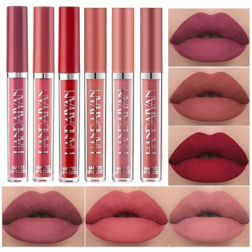 BestLand Juego de maquillaje de lápiz labial líquido mate, 6 unidades, líquido mate, de larga duración, antiadherente, no se decolora, impermeable,