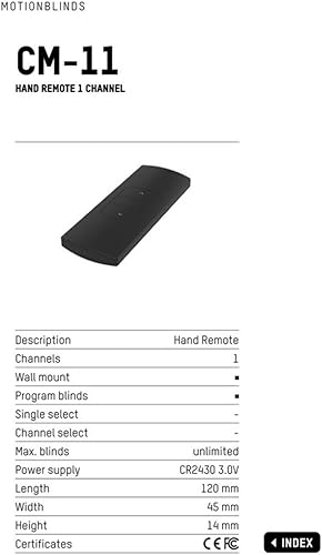 Miniatura 2 de Coulisse MotionBlinds - Control remoto de 1 canal para controlar motores de persianas enrollables, automatización inteligente del hogar, color negro