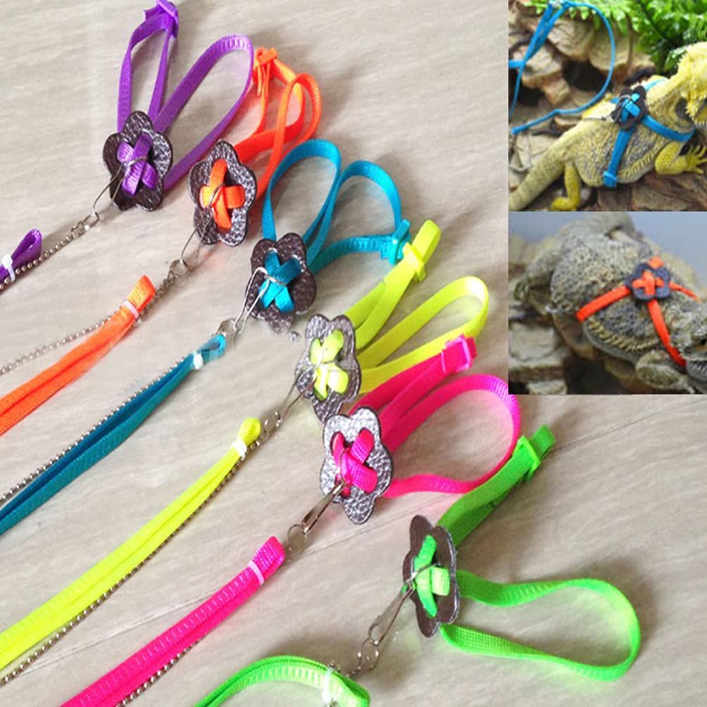 Gatuida Verstellbares Reptiliengeschirr mit 1,2m Leine aus Nylon und Metall für Outdoor Spaziergänge mit Eidechsen und Kleintieren in Violett Zufällige Farbe