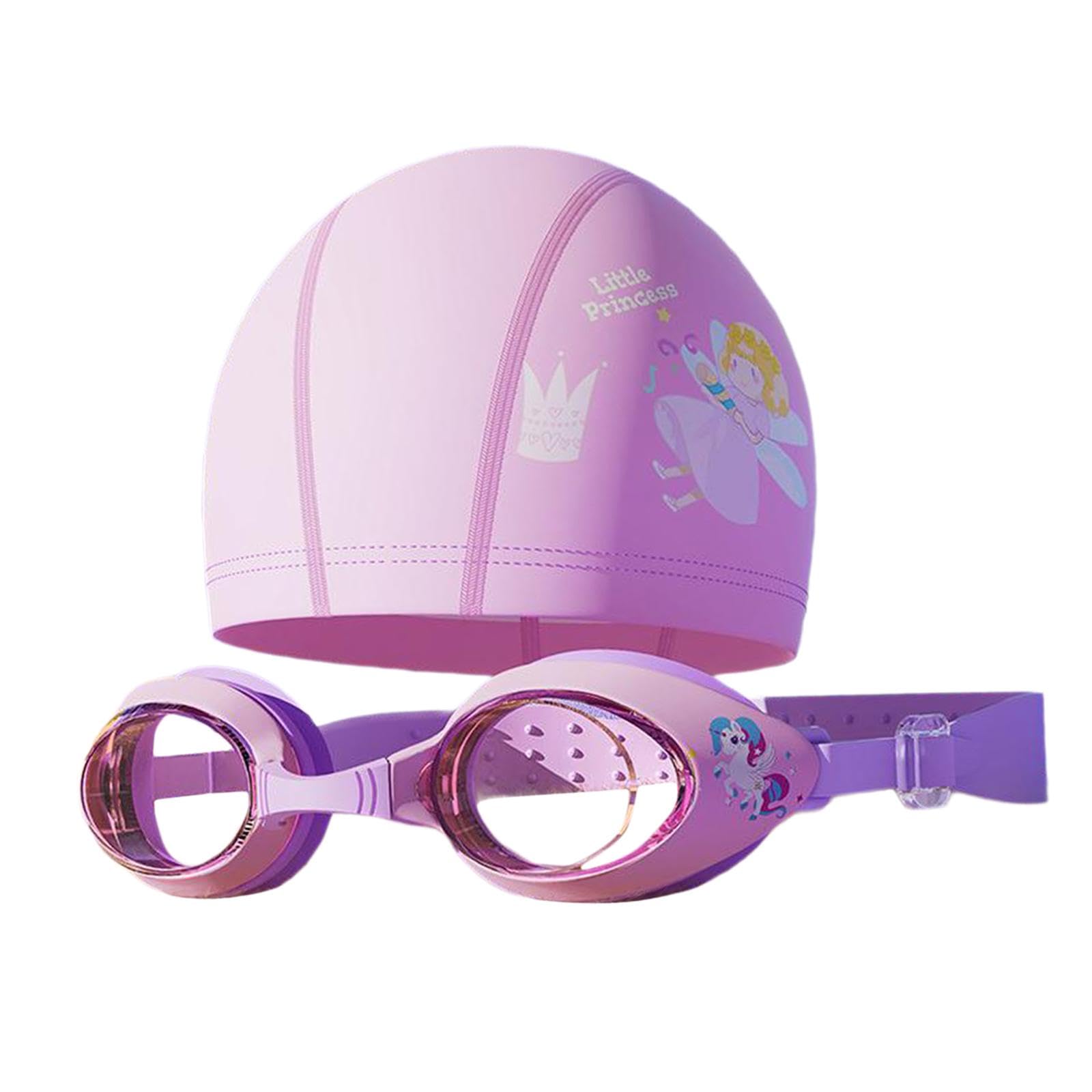 LOOM TREE® Swimming Goggles Cap Set Silicone Diving Decor Girls for Long and Short Hair Purple | Water Sports | Swimming | Goggles (B0D5HTJM25) Amazon Price History, Amazon Price Tracker